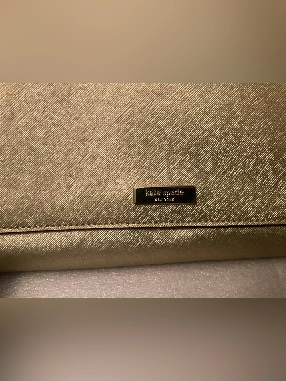 Kate Spade New York Metallic Champagne Gold Saffiano Leather Crossbody Bag